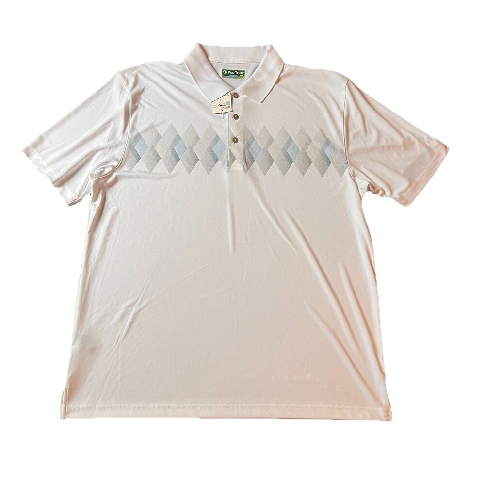 Pro tour Men’s Polo Shirt XXL Cool Play Moisture Wicking Golf Bright White